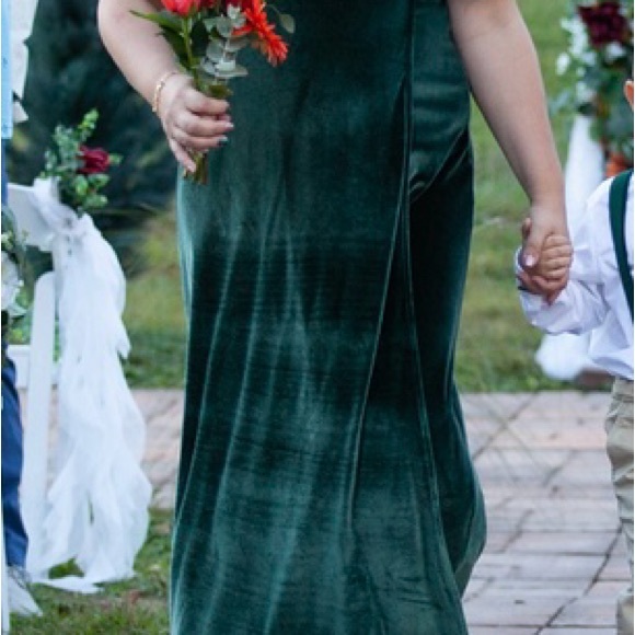 Baltic Born Meghan Velvet Wrap Maxi Dress in Deep Green - Picture 2 of 2